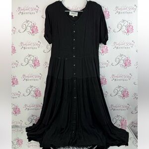 Primavera dress long button up Elegant Black Maxi Dress with Button Accents